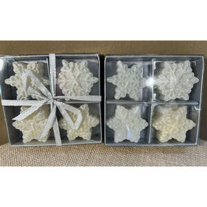 White Glitter Snowflake Hallmark Candles (8)--Set of 2 Boxes